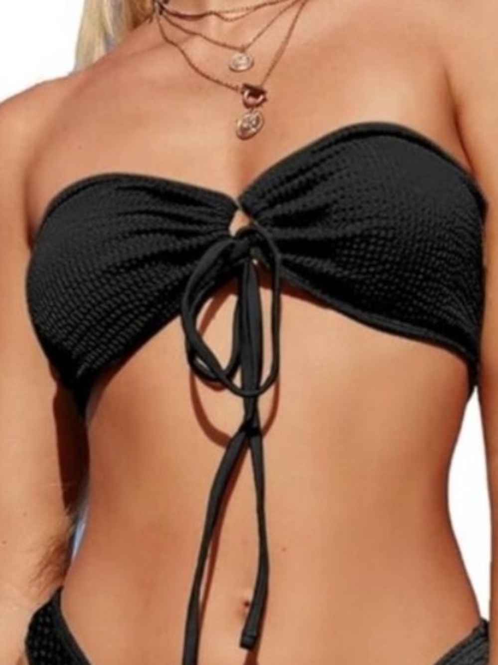 Zaful Black Knit Bandeau Bikini Top